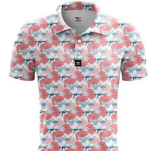 New Eagle Six Gear AR15 Tropical Flag Patriotic Golf Polo Shirt size LARGE